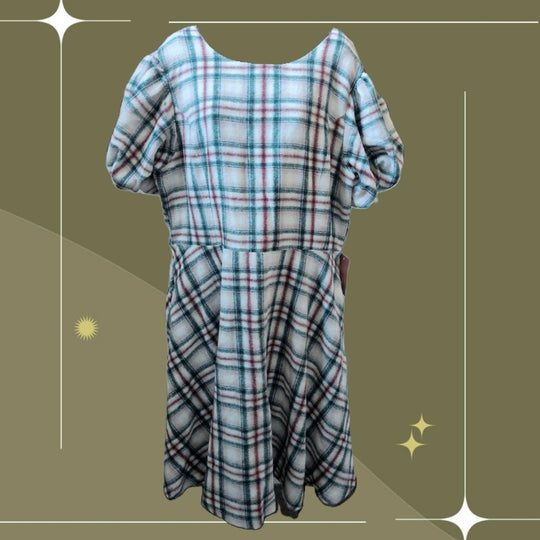 Ivy City Co Molly Plaid Flare Dress - 1XL