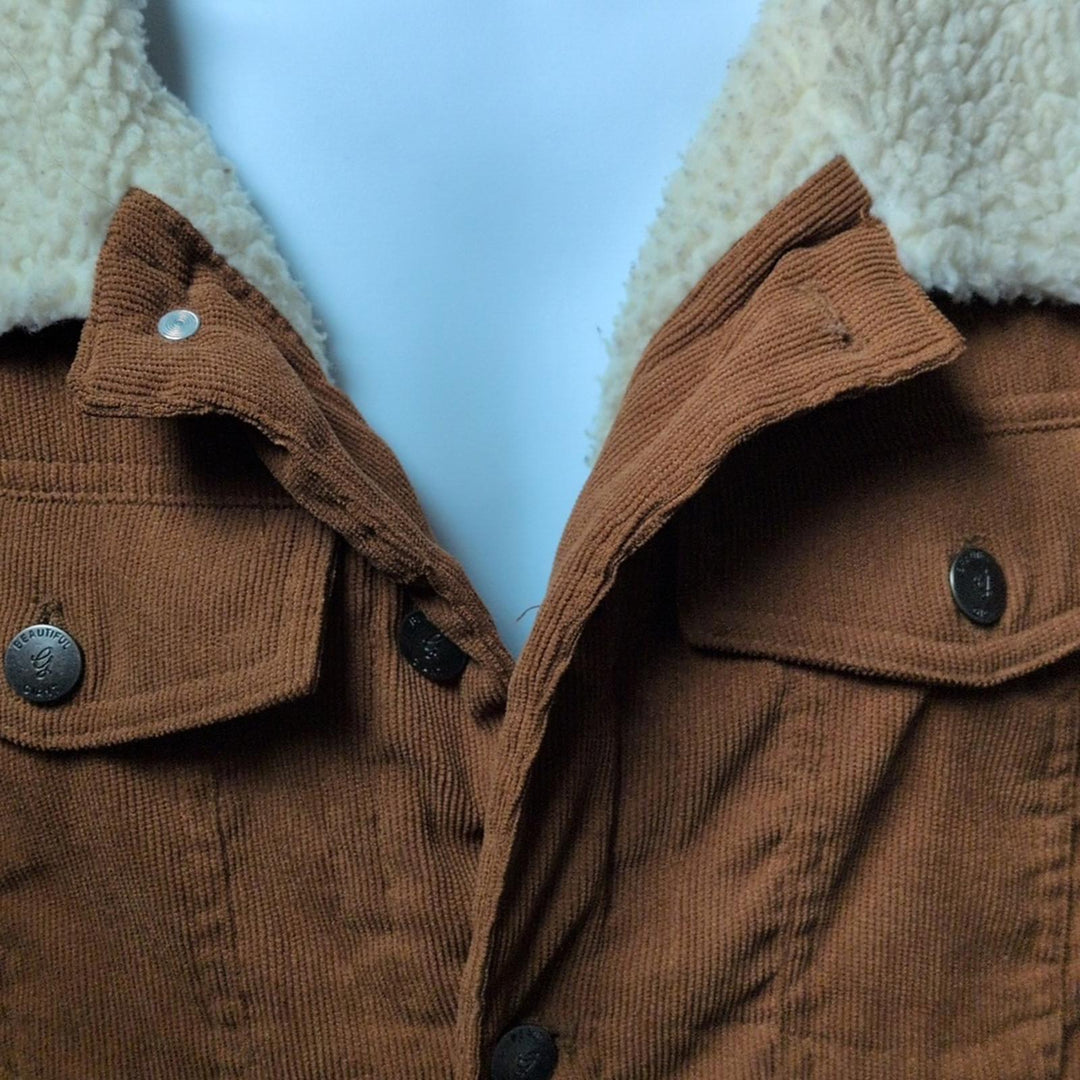 Beautiful Giant Sherpa And Corduroy Jacket - M