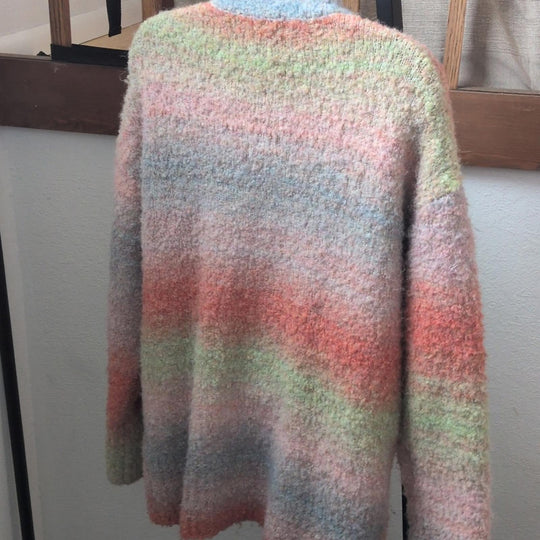 Find Me Now Pastel Oversized Chunky Knit Rainbow Sweater -XS