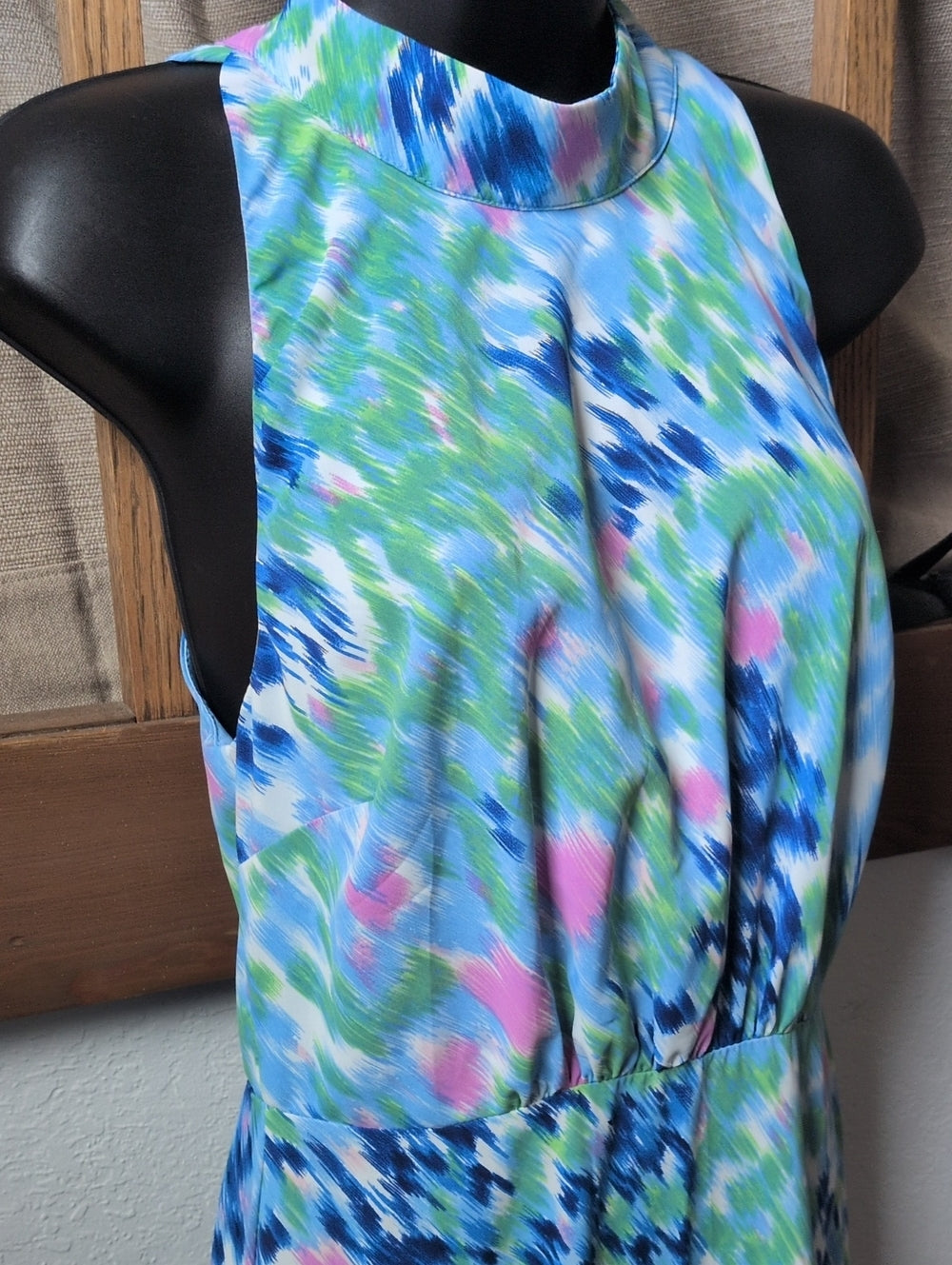 Sam Edelman Mock Neck Brushstroke Watercolor Tie Dress - 4
