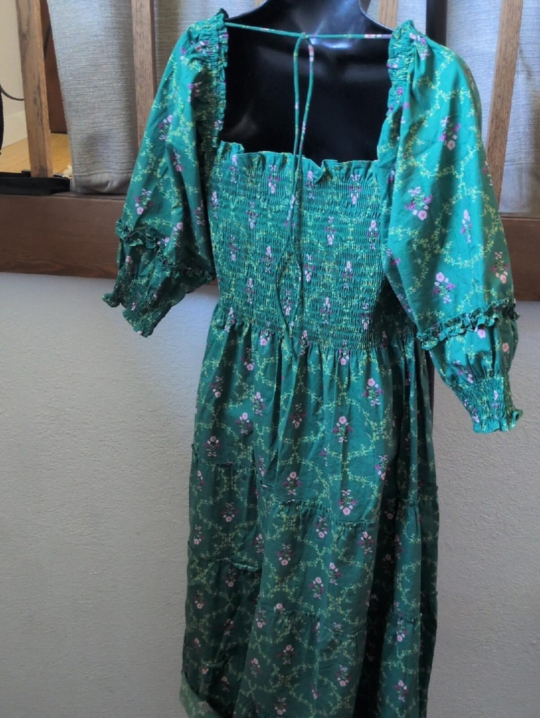 Hill House Nestli Nap Dress In Green Trellis Floral - Small