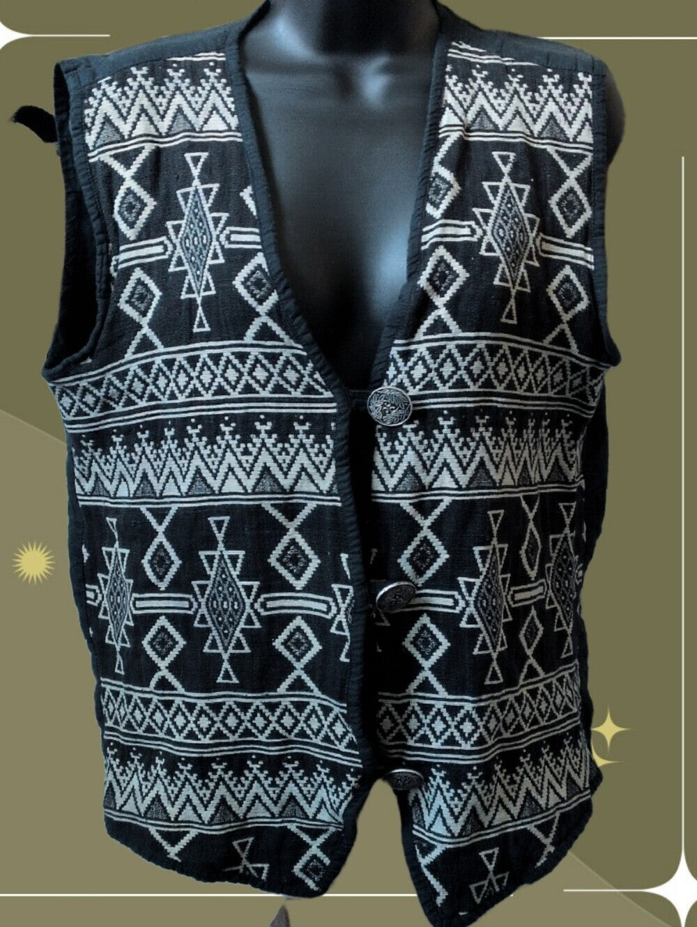Vintage Flashback Aztec Kilim Style Vest Size L