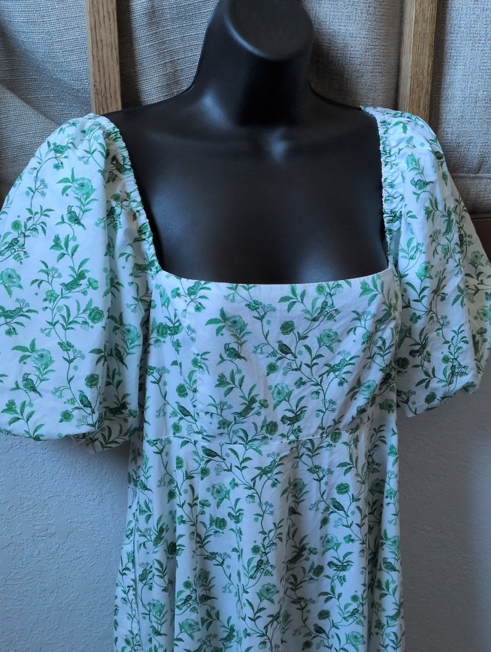 Hill House X La Coqueta Matilda Green Bird Floral Nap Dress Size M