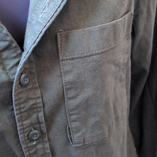 Topo Designs Womens Dirt Shirt Long Sleeve In Dark Olive - Medium