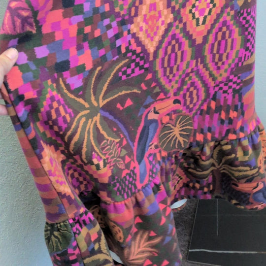 Farm Rio Jungle Animals Tapestry Sweatshirt Dress - Medium