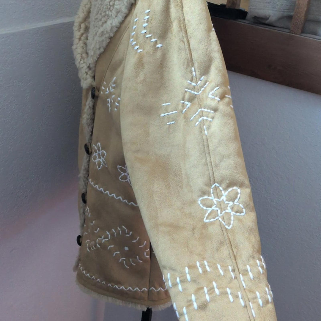 Driftwood Faux Suede Hand Embroidered Style Jacket - Small