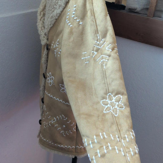 Driftwood Faux Suede Hand Embroidered Style Jacket - Small