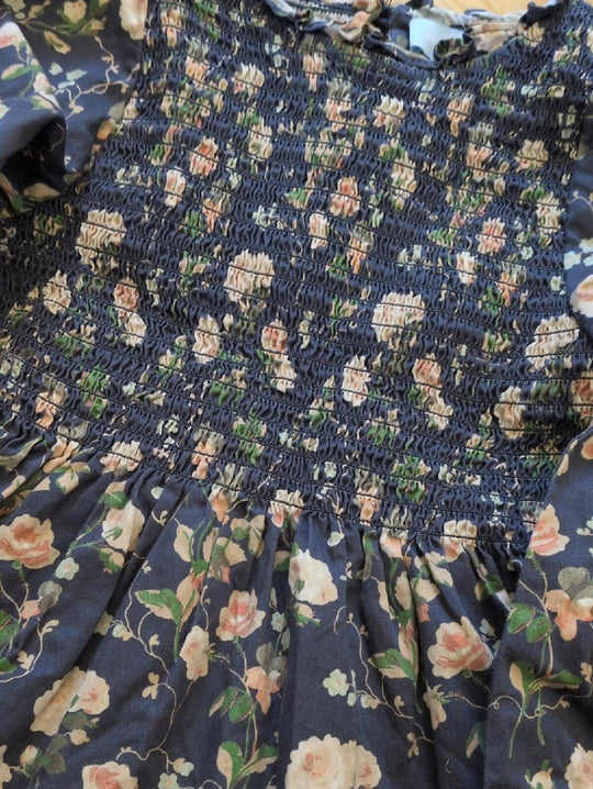 Girls Hill House Viviana Long Sleeve Nap Dress In Navy Floral - 4/5