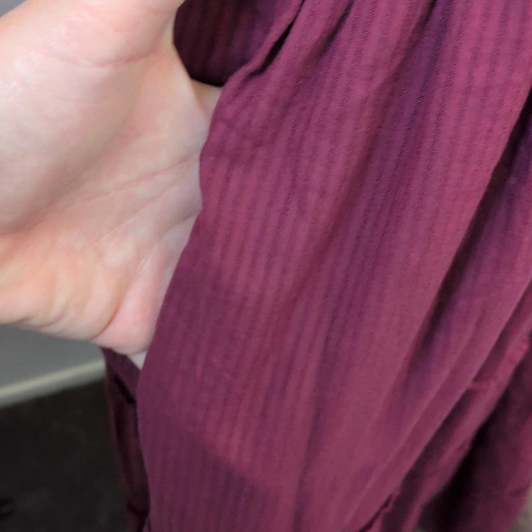 Hill House Ellie Midi Dress In Burgundy Stripe - Large