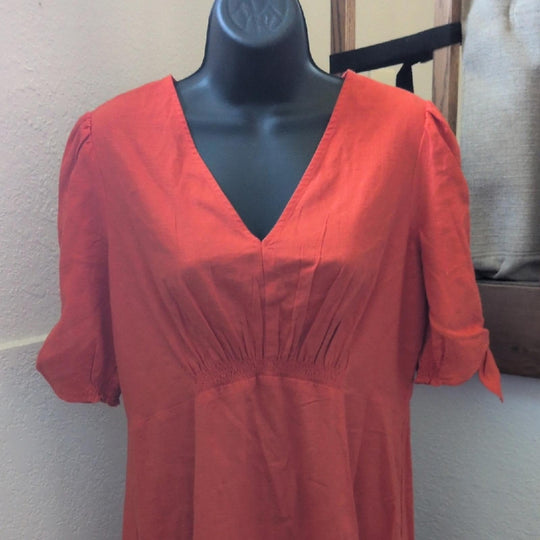 Gal Meets Glam Zinnea Dress In Orange Linen -  US 8