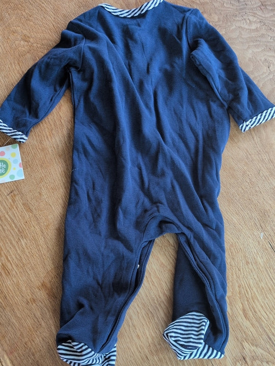 Little Me Boys Snap Sailboat Stripe Onesie Size 6mo
