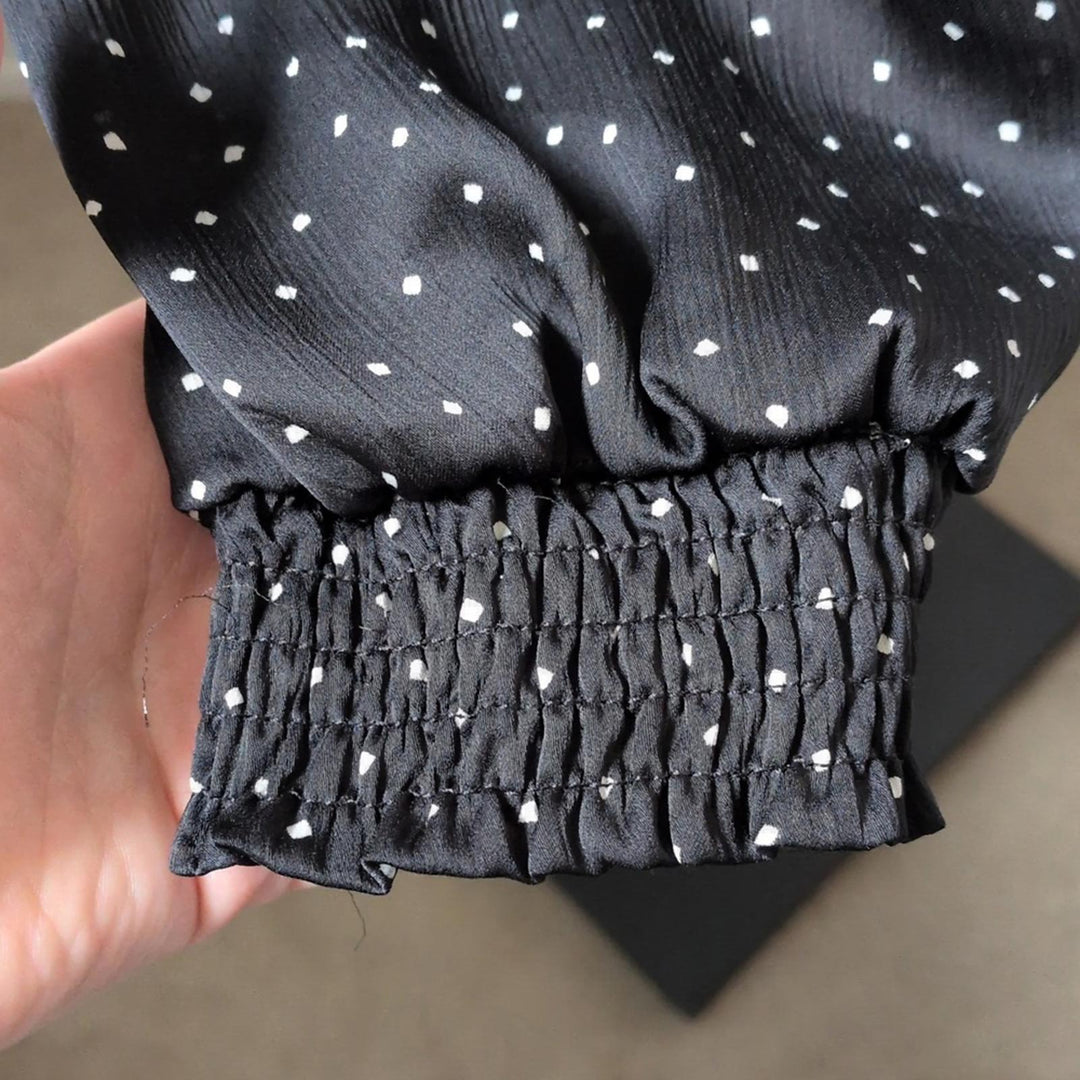 Isalis Cut Out Asymmetrical Midi Dress In Black Polka dot