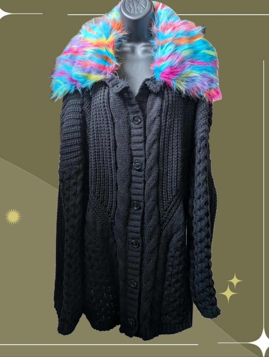 Dressed In Lala Unbothered Grandpa Rainbow Cardigan Size 2XL /3xl