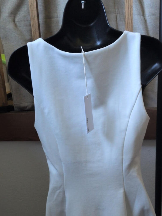 REFORMATION White Mikol Princess Seam Scoop-Neck A-Line Midi - Small
