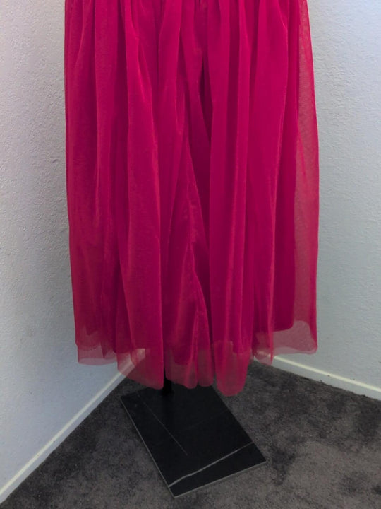 Red tulle puff-sleeve fit-and-flare dress by Ivy City Co - Large
