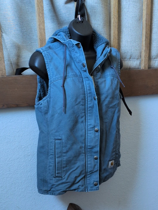 Vintage Carhartt women's sherpa-lined hooded vest - xs