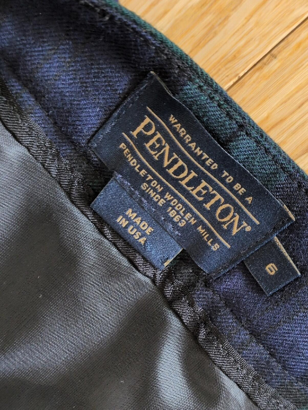 Pendleton Blackwatch Navy And Green Plaid Wool Skirt Size 6