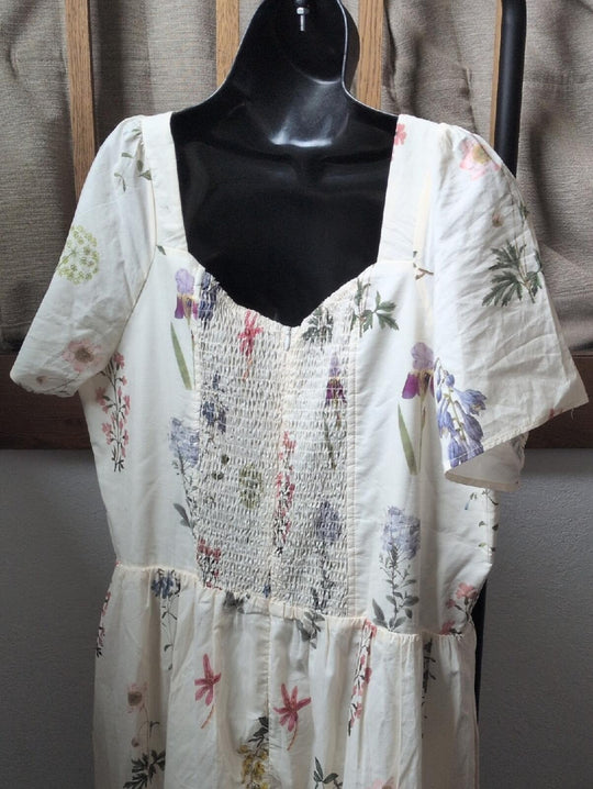 Ivy City Co Marie Midi Dress In Creme Floral Size 1X