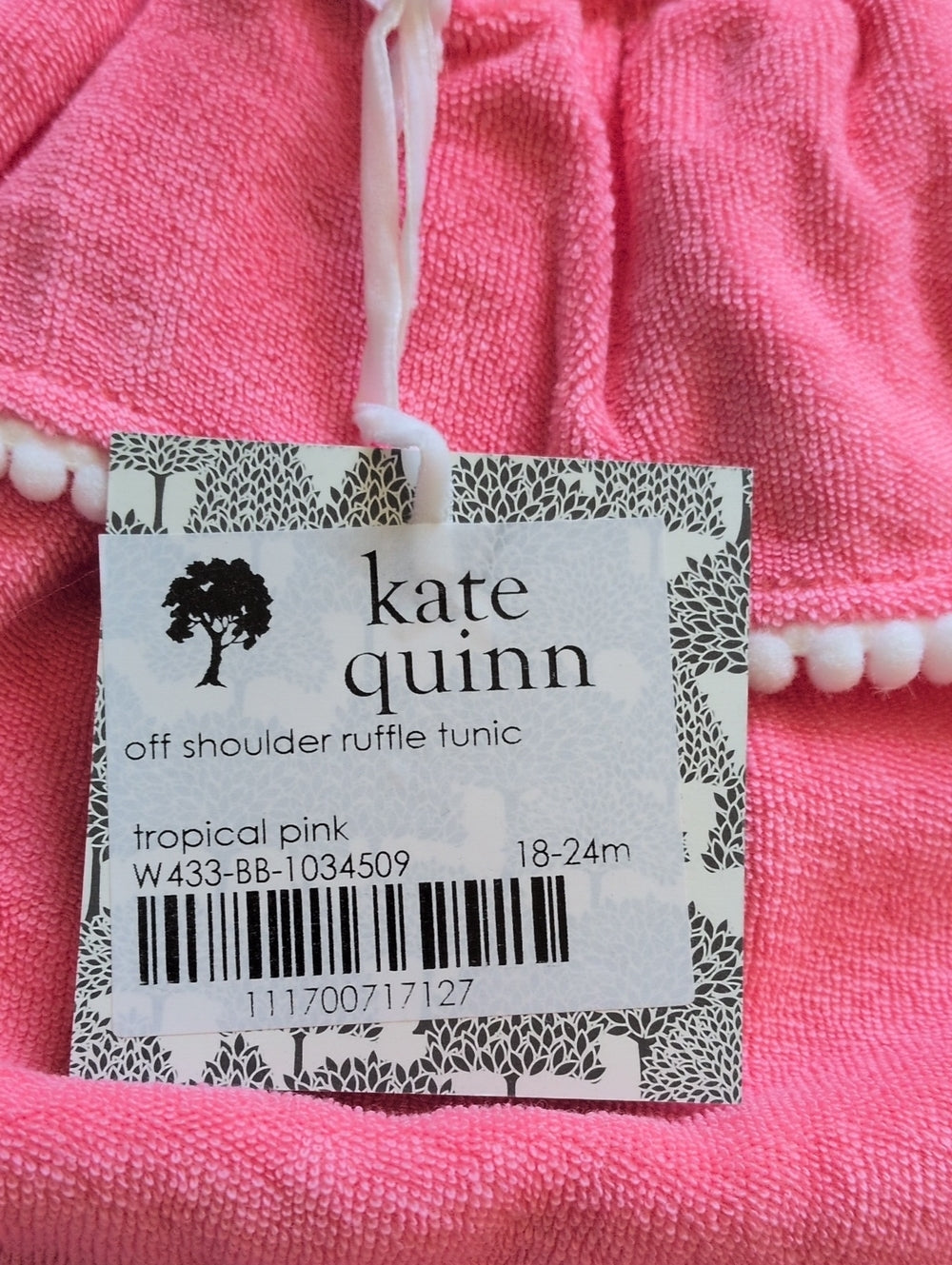 Kate Quinn Off Shoulder Ruffle Tunic Cover Up Size 18-24 Mo In Tropical Pink