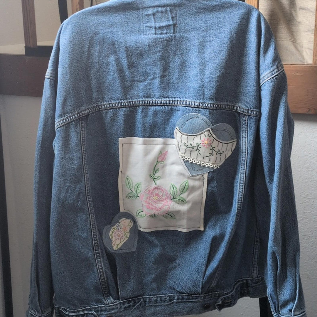 Upcycled By Unpacka Vintage Levis Jean Jacket With Embroidery - Xs/S