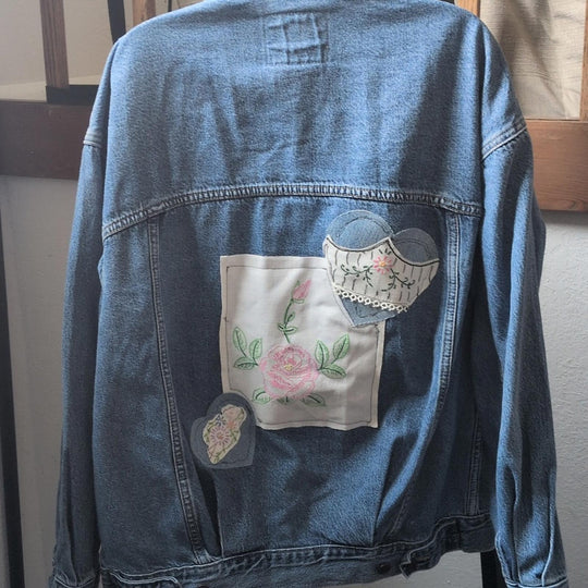 Upcycled By Unpacka Vintage Levis Jean Jacket With Embroidery - Xs/S