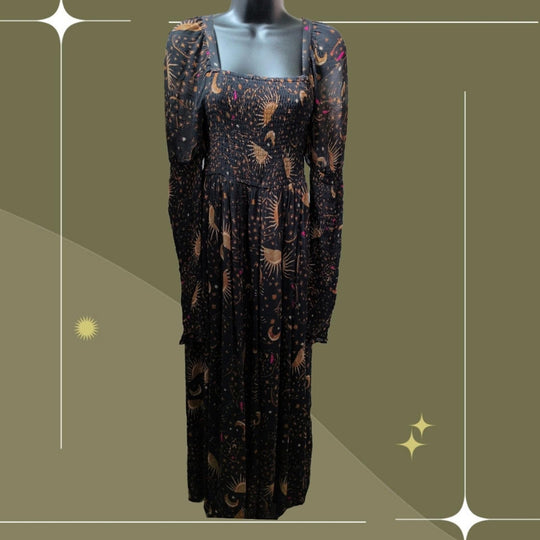 Farm Rio Celestial Chiffon Midi Dress - Extra Small