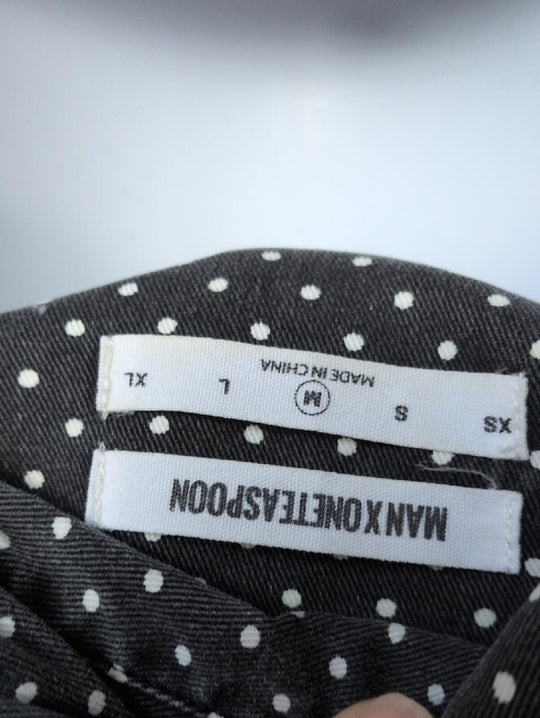 Man X One Teaspoon Men's Gray And White Dot Denim Snap Down Western Shirt -  M