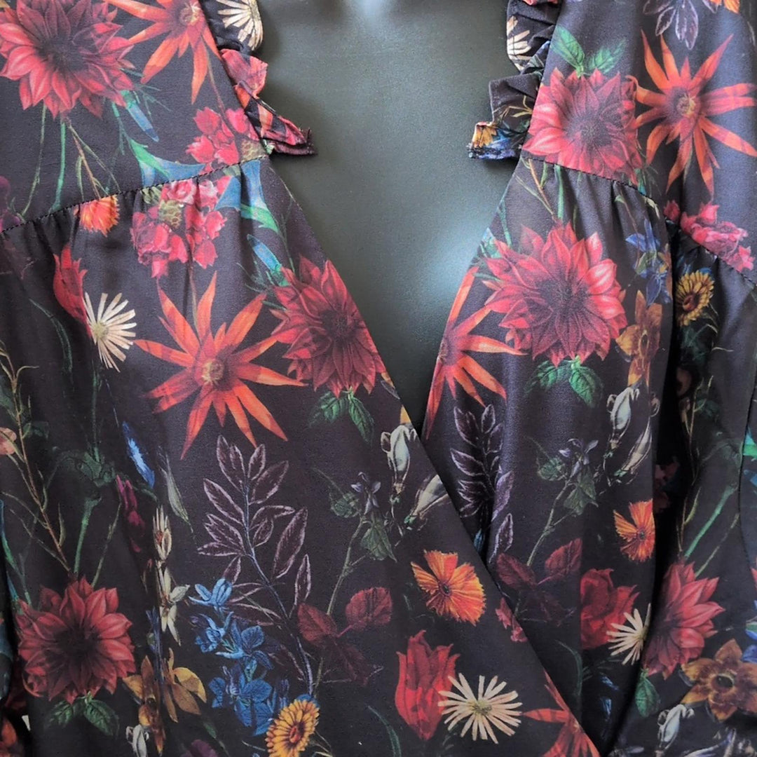 Jessakae Elara Black Floral Wrap Dress - 5x