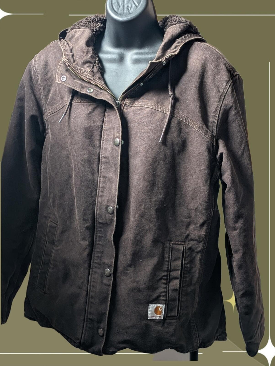 Vintage Y2K Women's Carhartt Duck Canvas And Sherpa Jacket - Small