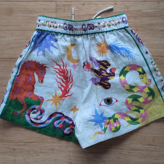 Alemais Printed Linen Seeker Shorts