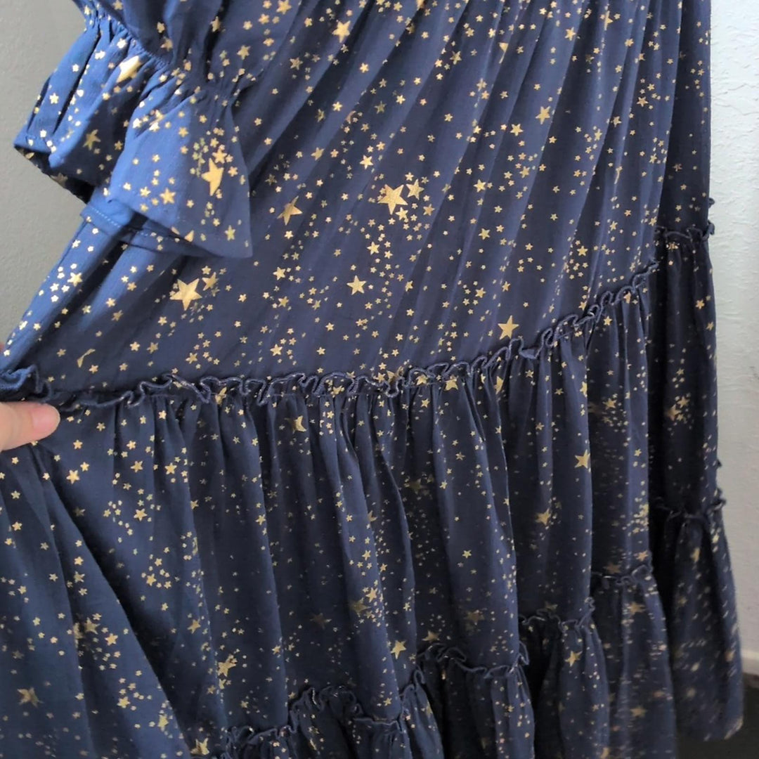 Ivy City Co Starry Nights Dress In Dark Blue And Gold - XL