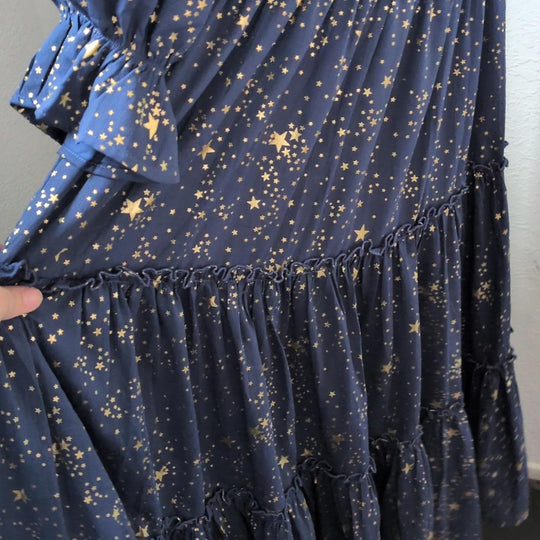 Ivy City Co Starry Nights Dress In Dark Blue And Gold - XL
