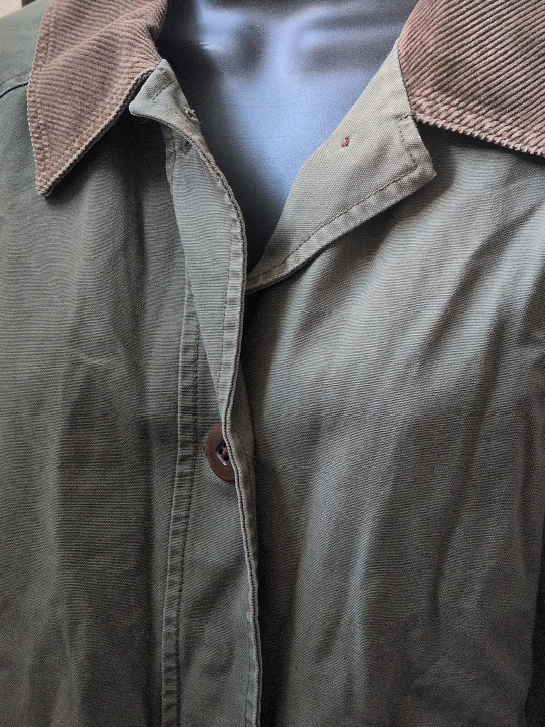 LL Bean Tiktok Viral Olive Green And Brown Corduroy Chore Barn Coat - Medium