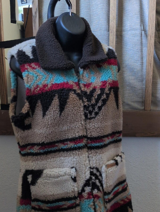 Powder River Outfitters Aztec Jacquard Berber Vest - M