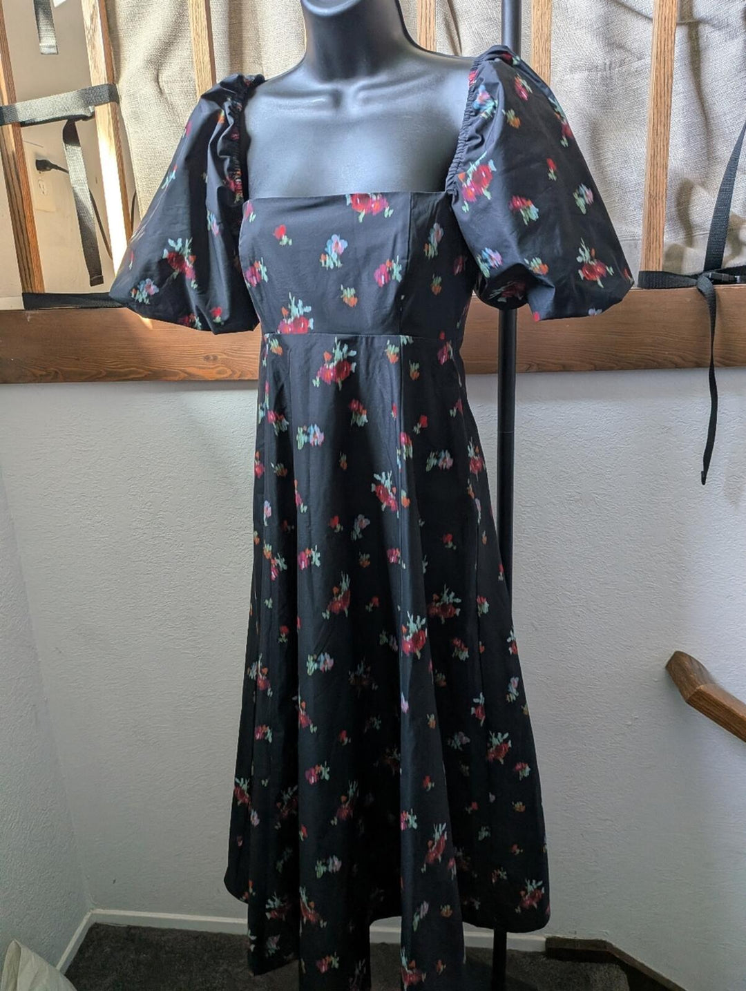 Hill House Matilda Dress Black Ikat Taffeta - XS