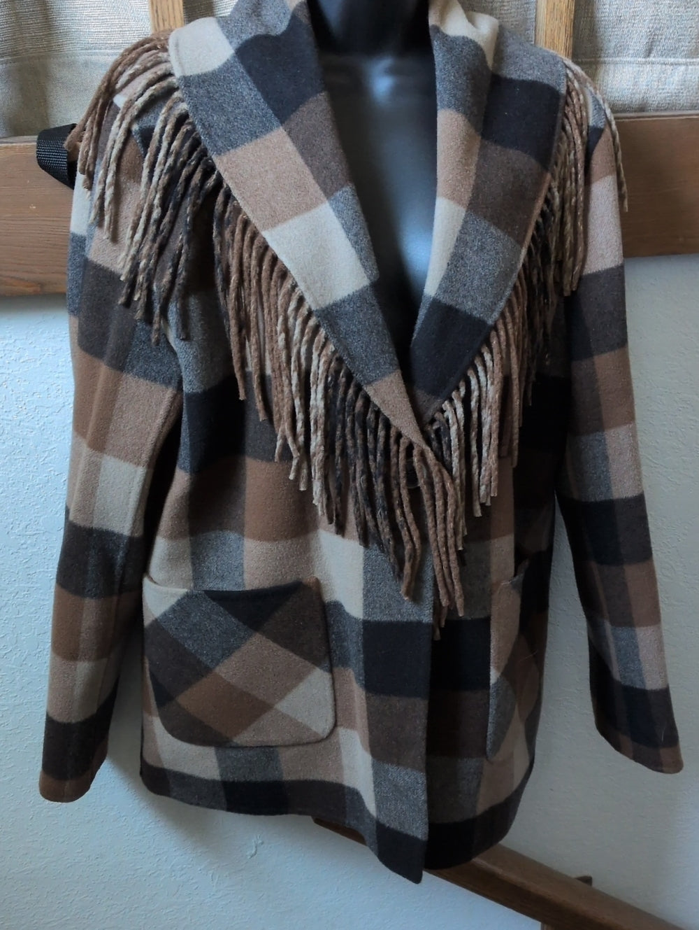 Pendleton Women's Plaid Jolene Wool Fringed Jacket size L
