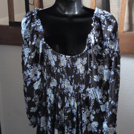 Free People Jaymes Blue Floral Dress - Small