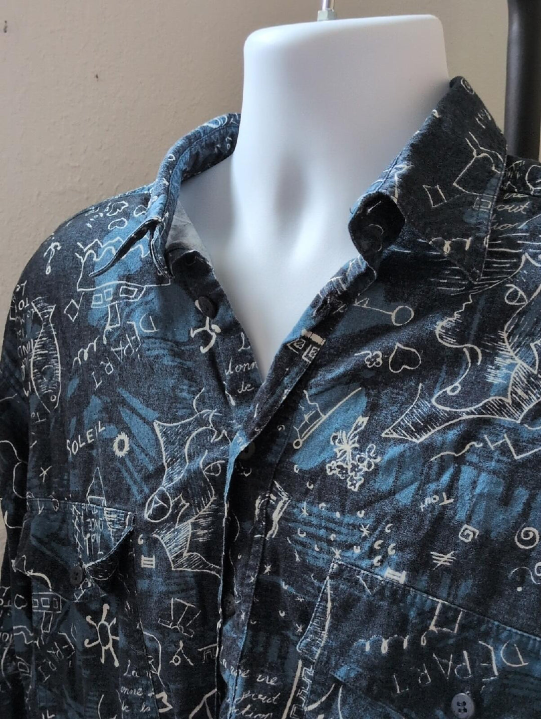 Paco Calvari Vintage Space And Sea Doodles Shirt - 43/44 (XL)