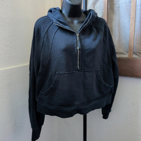 Lululemon Oversized Cropped Scuba Half Zip In Navy -M/L
