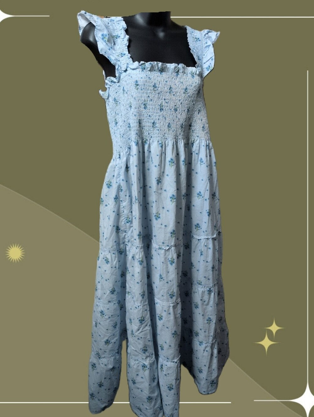 Hill House Home Ellie Nap Dress In Ditsy Blue Floral Size XL