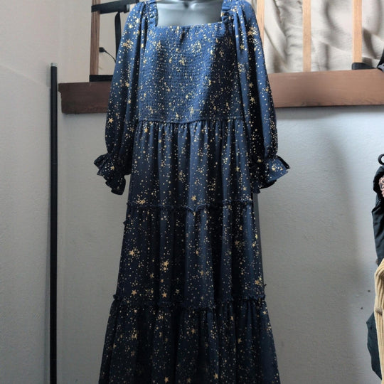 Ivy City Co Starry Nights Dress In Navy And Gold - 3xl