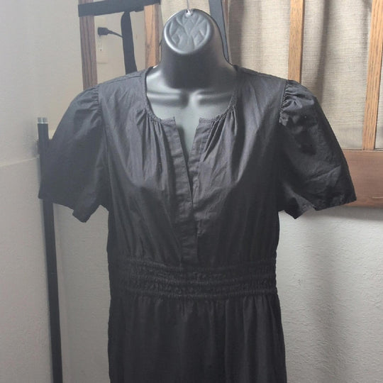 Quince Tiered Organic Cotton Maxi Dress In Black - Medium