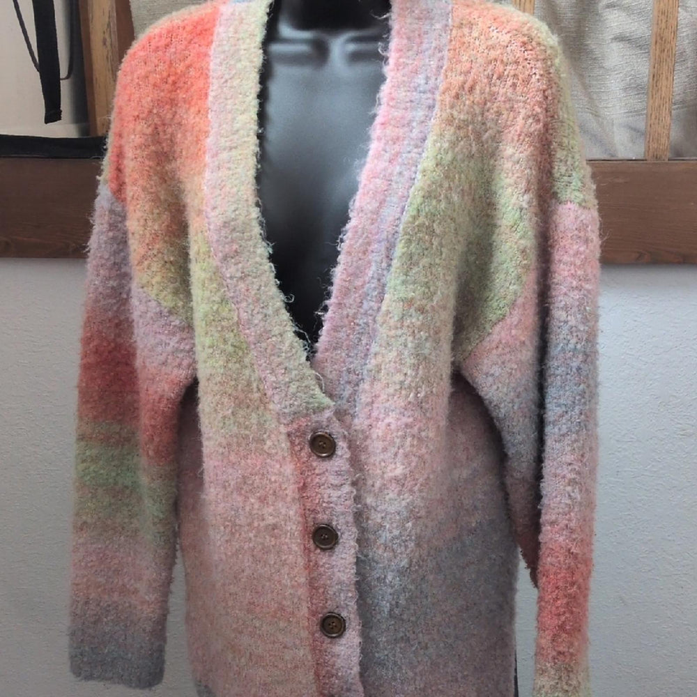 Find Me Now Pastel Oversized Chunky Knit Rainbow Sweater -XS