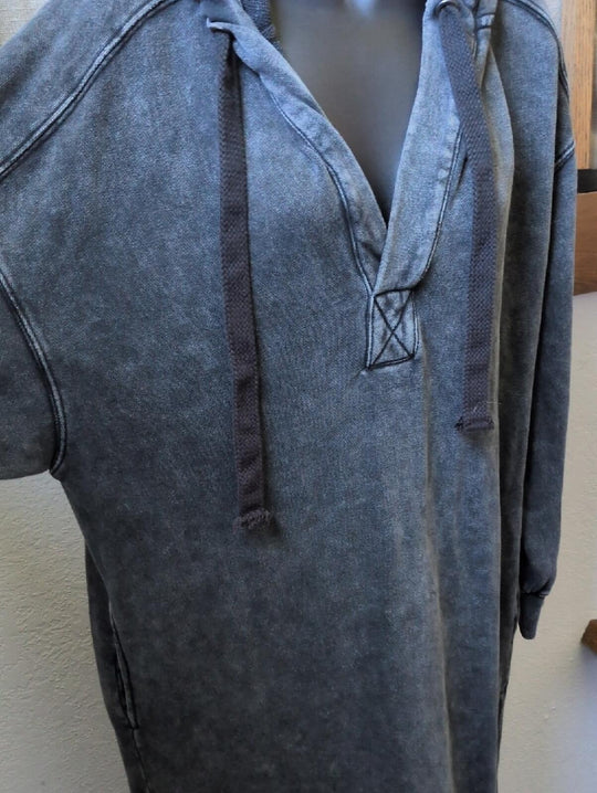 Spur Of The Moment Oversized Drawstring Longline Hoodie Sweater Dress - XS