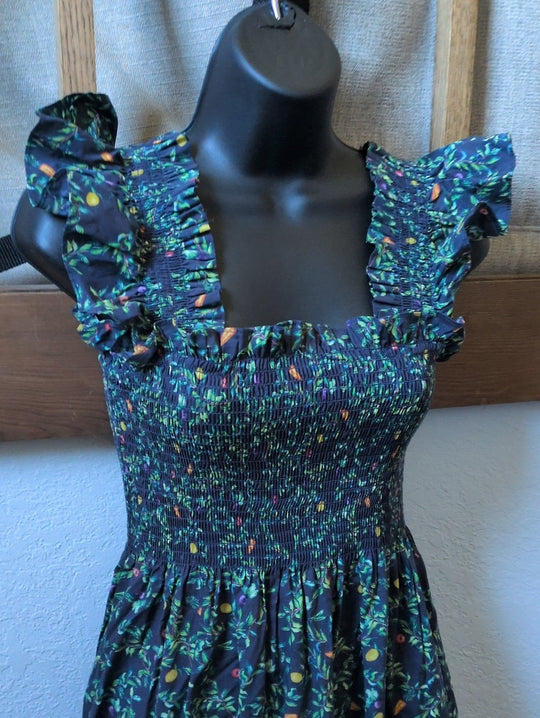 Hill House Home The Ellie Nap Dress  "Midnight Garden Poplin" print size xs