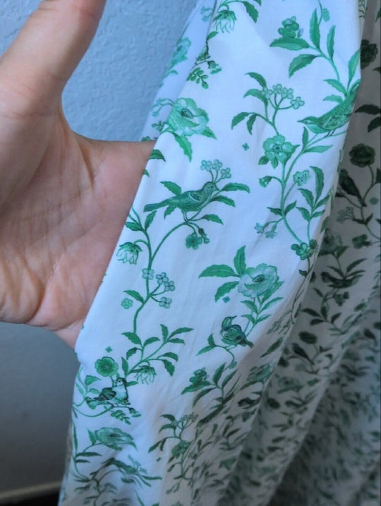 Hill House X La Coqueta Matilda Green Bird Floral Nap Dress Size M