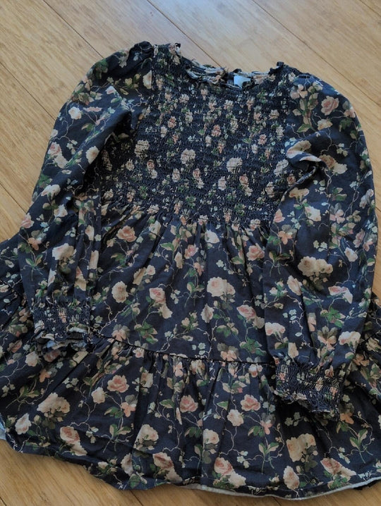 Girls Hill House Viviana Long Sleeve Nap Dress In Navy Floral - 4/5
