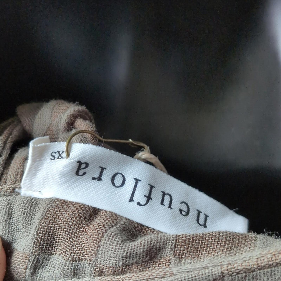 Neuflora Checkered Tie Gingham Dress In Sage Green - XS