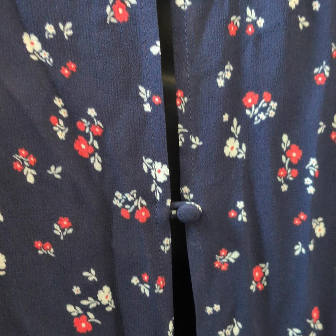 Reformation Luanne Navy Floral Long Sleeve Midi Dress - US 14