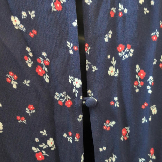 Reformation Luanne Navy Floral Long Sleeve Midi Dress - US 14